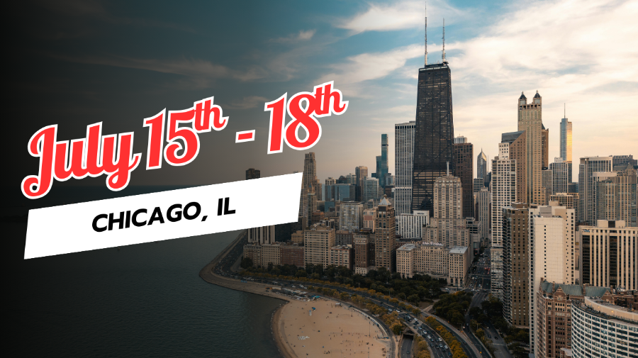 Chicago skyline at night.