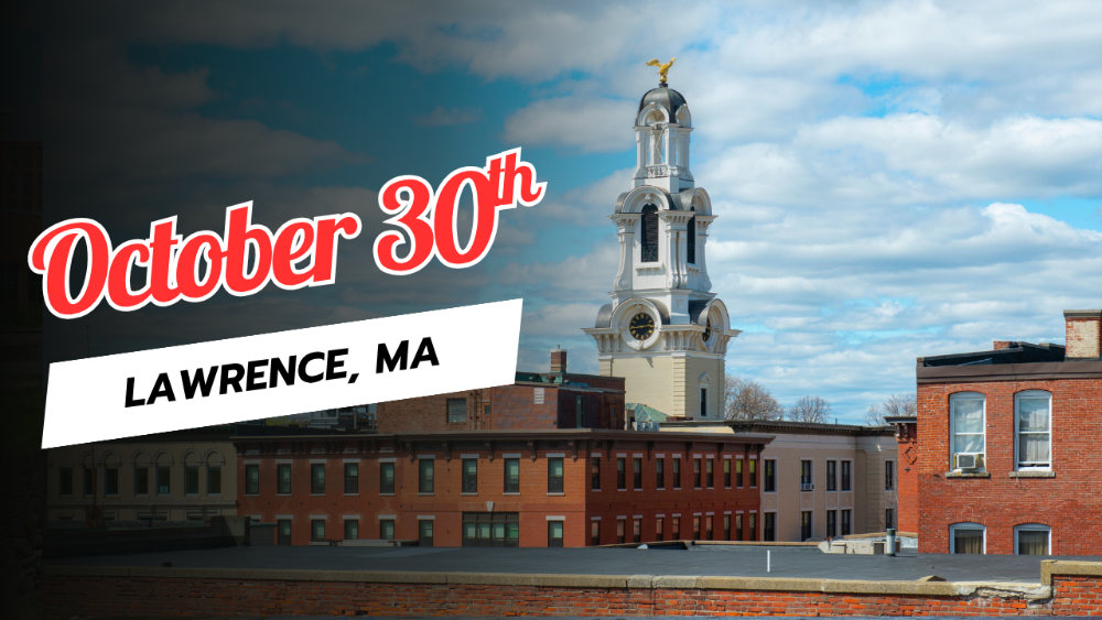 Historic clock tower among rooftops.